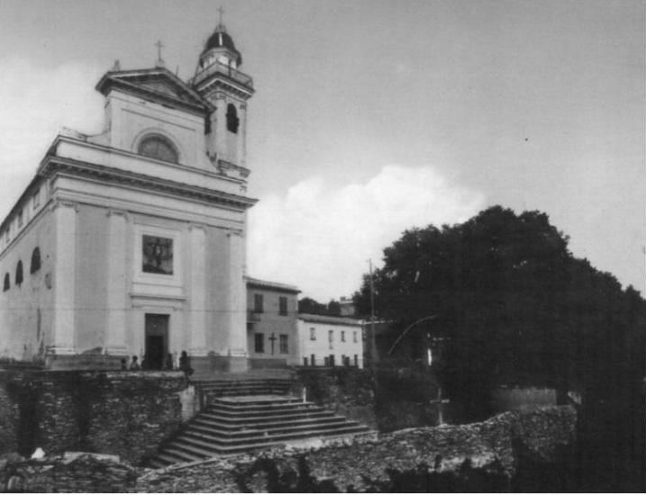Vecchia cartolina della Chiesa parrocchiale di Santa Giulia di Centaura (Lavagna GE)